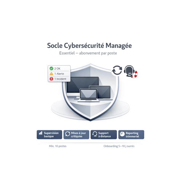 Socle cybersécurité managée TPE/PME – Essentiel | Abonnement par poste