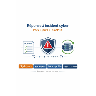 Réponse à incident cyber + PCA/PRA | Pack 3 jours (ransomware, comptes compromis)