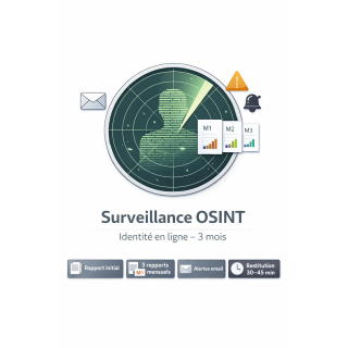 Surveillance identité en ligne OSINT (3 mois) | Alertes + rapports