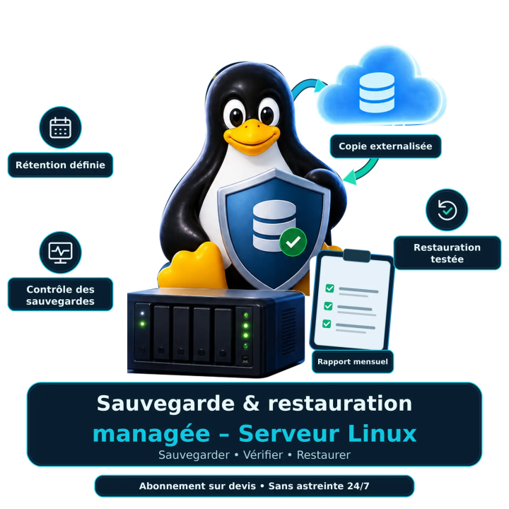 Sauvegarde serveur Linux managée – restauration testée